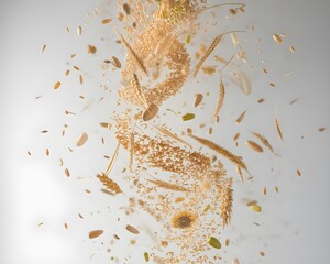 Whirlwind of Grains: A captivating top-down shot of an aerial burst,
