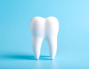 White tooth on blue background