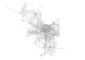South Bend highway map. Clean vector design, focused on road network for visualization or print.