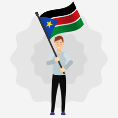 Happy Man Holding South Sudan Flag