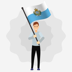 Happy Man Holding San Marino Flag