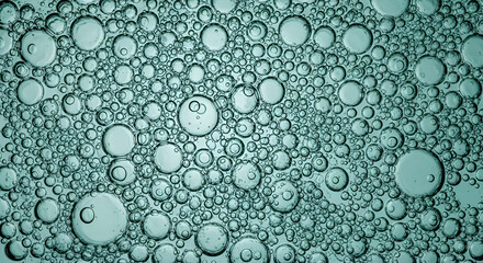 Abstract Teal Bubbles Background Macro Photography of Liquid Droplets