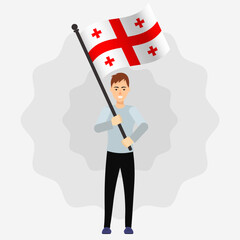 Happy Man Holding Georgia Flag