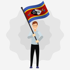 Happy Man Holding Eswatini Flag