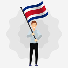 Happy Man Holding Costa Rica Flag