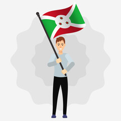 Happy Man Holding Burundi Flag