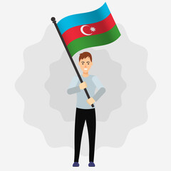 Happy Man Holding Azerbaijan Flag