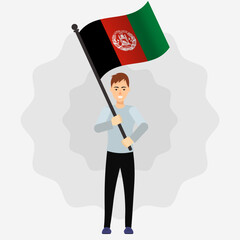 Happy Man Holding Afghanistan Flag