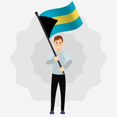 Happy Man Holding Bahamas Flag