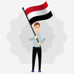 Happy Man Holding Yemen Flag