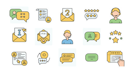 Customer Support and Feedback Interaction Icons Set
