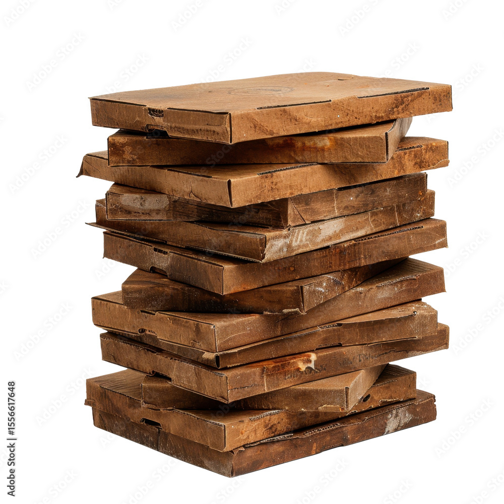 Poster stacked cardboard boxes create rustic and textured appearance, showcasing their worn edges and layer