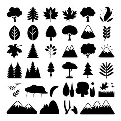 Nature's Emblems: A captivating collection of silhouette illustrations