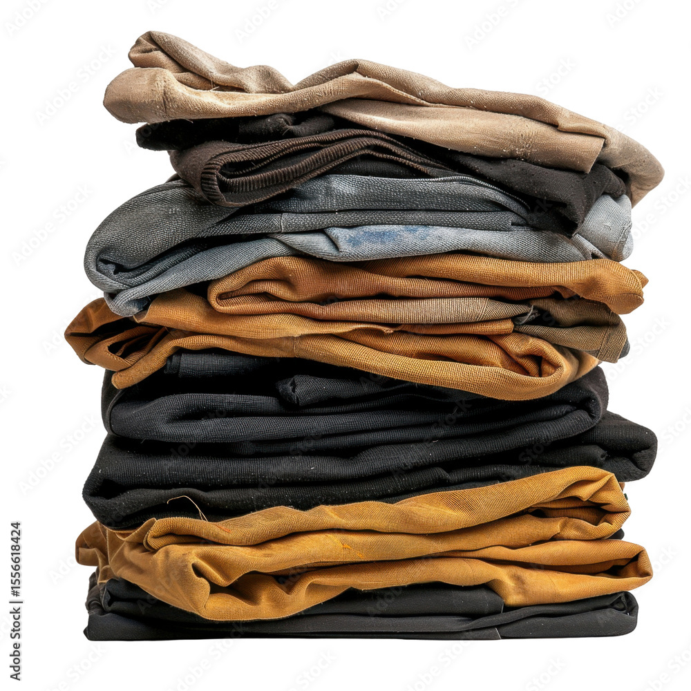 Poster folded clothes stacked neatly, showcasing various colors and textures, creating visually appealing a
