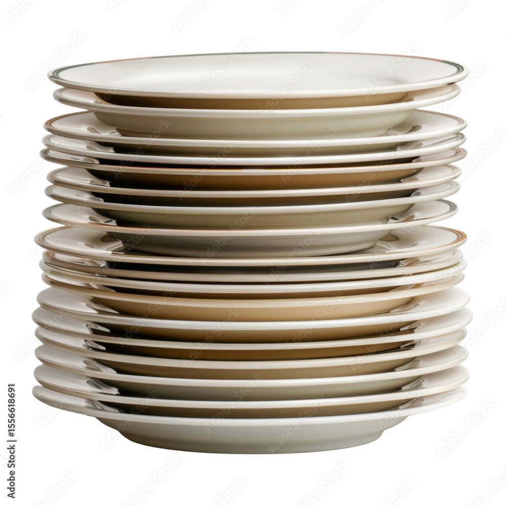 Poster stacked plates in various colors create visually appealing display, showcasing their elegant design 