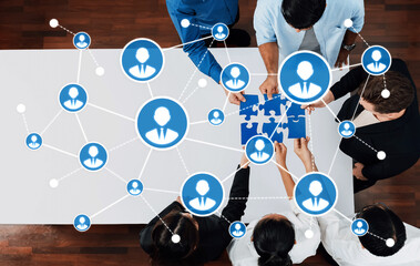 A dynamic scene showcasing a diverse team engaged in collaborative networking as they work on a...