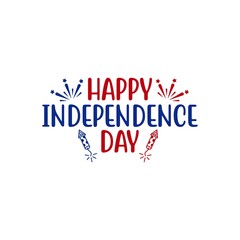 Independence Day 4th of July typography clip art design on plain white transparent isolated background for card, shirt, hoodie, sweatshirt, apparel, tag, mug, icon, poster or badge