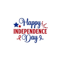 Independence Day 4th of July typography clip art design on plain white transparent isolated background for card, shirt, hoodie, sweatshirt, apparel, tag, mug, icon, poster or badge