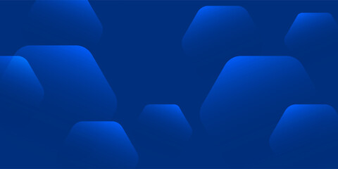 Modern abstract blue background with glowing geometric lines. Blue gradient hexagon shape design, vector illustration