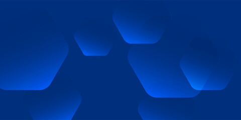Modern abstract blue background with glowing geometric lines. Blue gradient hexagon shape design, vector illustration