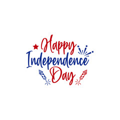 Independence Day 4th of July typography clip art design on plain white transparent isolated background for card, shirt, hoodie, sweatshirt, apparel, tag, mug, icon, poster or badge