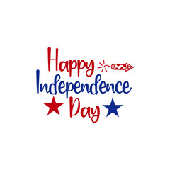 Independence Day 4th of July typography clip art design on plain white transparent isolated background for card, shirt, hoodie, sweatshirt, apparel, tag, mug, icon, poster or badge