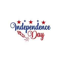 Independence Day 4th of July typography clip art design on plain white transparent isolated background for card, shirt, hoodie, sweatshirt, apparel, tag, mug, icon, poster or badge