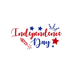 Independence Day 4th of July typography clip art design on plain white transparent isolated background for card, shirt, hoodie, sweatshirt, apparel, tag, mug, icon, poster or badge