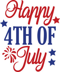 4th of July Independence Day typography clip art design on plain white transparent isolated background for card, shirt, hoodie, sweatshirt, apparel, tag, mug, icon, poster or badge
