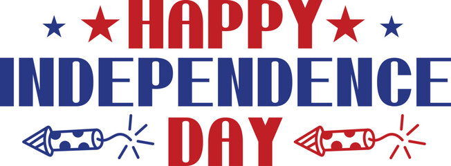 Independence Day 4th of July typography clip art design on plain white transparent isolated background for card, shirt, hoodie, sweatshirt, apparel, tag, mug, icon, poster or badge
