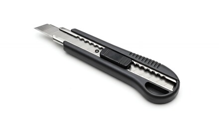 Obraz premium Black utility knife isolated on white