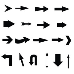 arrow icon set isolated on white background. Vector illustration.