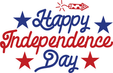 Independence Day 4th of July typography clip art design on plain white transparent isolated background for card, shirt, hoodie, sweatshirt, apparel, tag, mug, icon, poster or badge