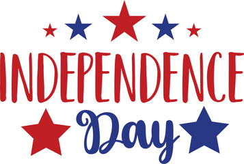 Independence Day 4th of July typography clip art design on plain white transparent isolated background for card, shirt, hoodie, sweatshirt, apparel, tag, mug, icon, poster or badge