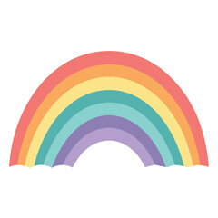 Colorful rainbow illustration with pastel hues on a clean white background