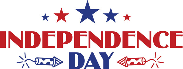 Independence Day 4th of July typography clip art design on plain white transparent isolated background for card, shirt, hoodie, sweatshirt, apparel, tag, mug, icon, poster or badge