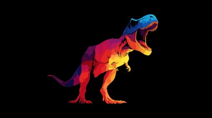 Obraz premium Vibrant colorful T-Rex silhouette against black background