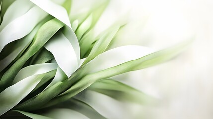 Obraz premium Abstract Green and White Silk Ribbons Swirling Design