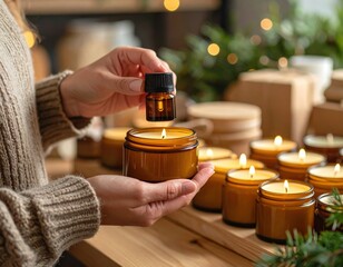 Woman Making Brown Candles In A Workshop