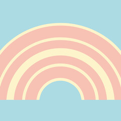 Obraz premium Pastel rainbow arching over a soft blue sky illustrating cheerfulness and happiness