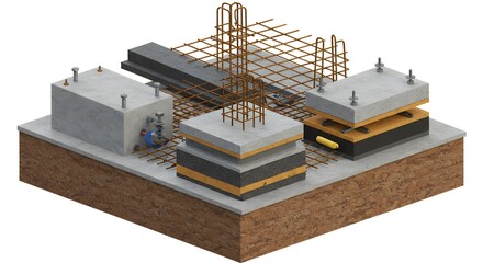 Building foundation construction illustration