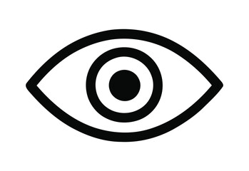 Stylized black and white eye icon with concentric circles representing vision or focus