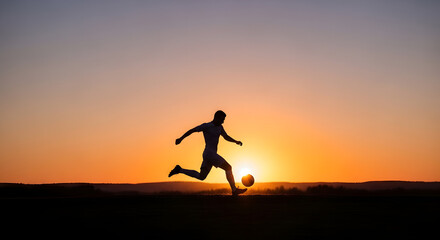 Sunset Soccer Silhouette