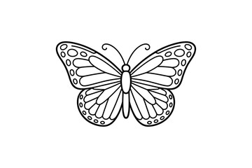 Simple black and white line drawing of a butterfly.
