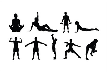 Yoga Poses Silhouettes - Women Practicing Yoga & Pilates Vector Set