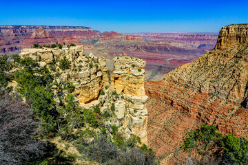 Spectacular views from the south rim of the Grand Canyon in Arizona