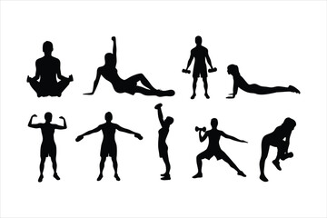 Yoga Poses Silhouettes - Women Practicing Yoga & Pilates Vector Set