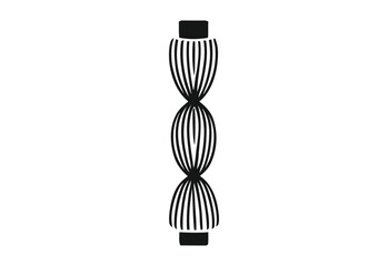 Abstract vertical black and white graphic with rounded segments and vertical lines