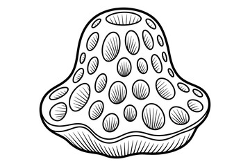 Ornate, hollow, mushroom-shaped object, detailed design.
