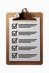 Clipboard with checklist, tasks to be completed.
